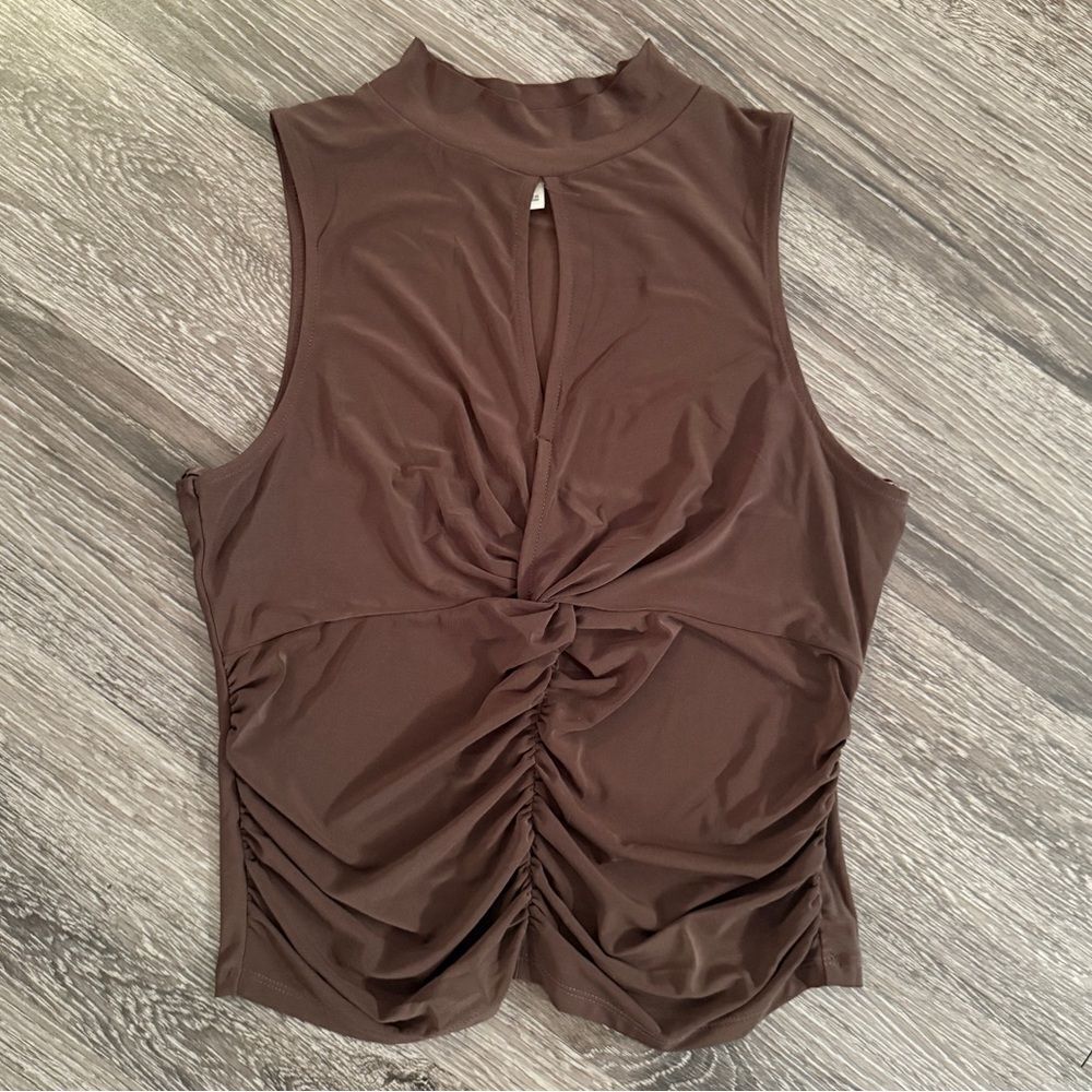 Meraki Brown Sleeveless Top